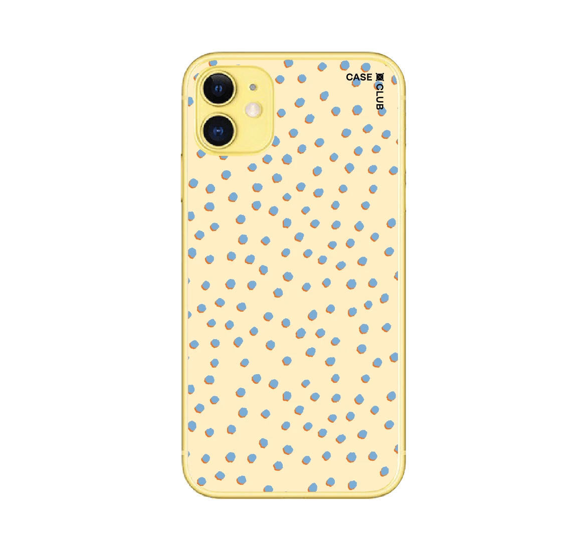 blue & yellow brush polka dots